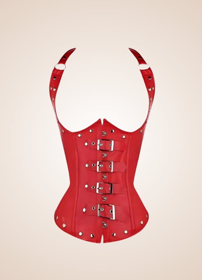 Red Steampunk Leather Corset - Steampunk Australia