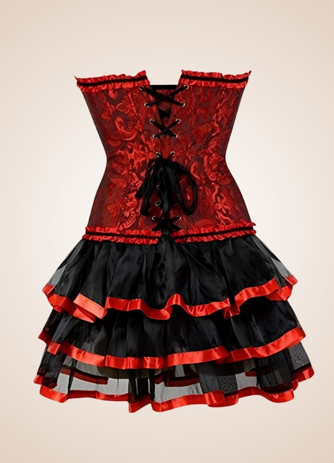 Red Steampunk Overbust Lace Dress - Steampunk Australia