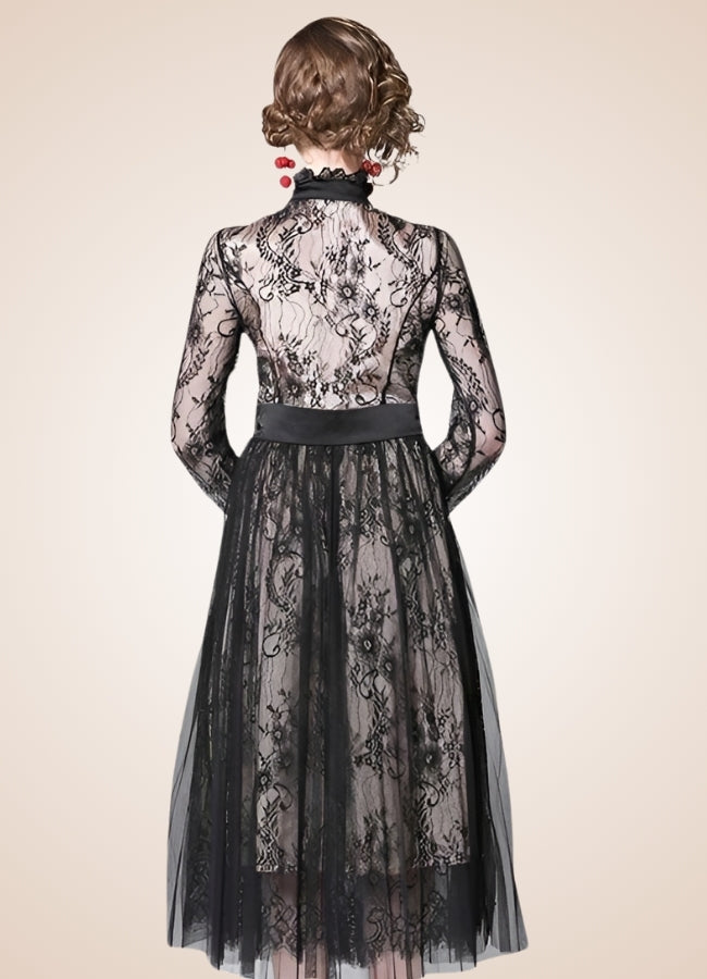 Steampunk Long Sleeve Lace Dress - Steampunk Australia