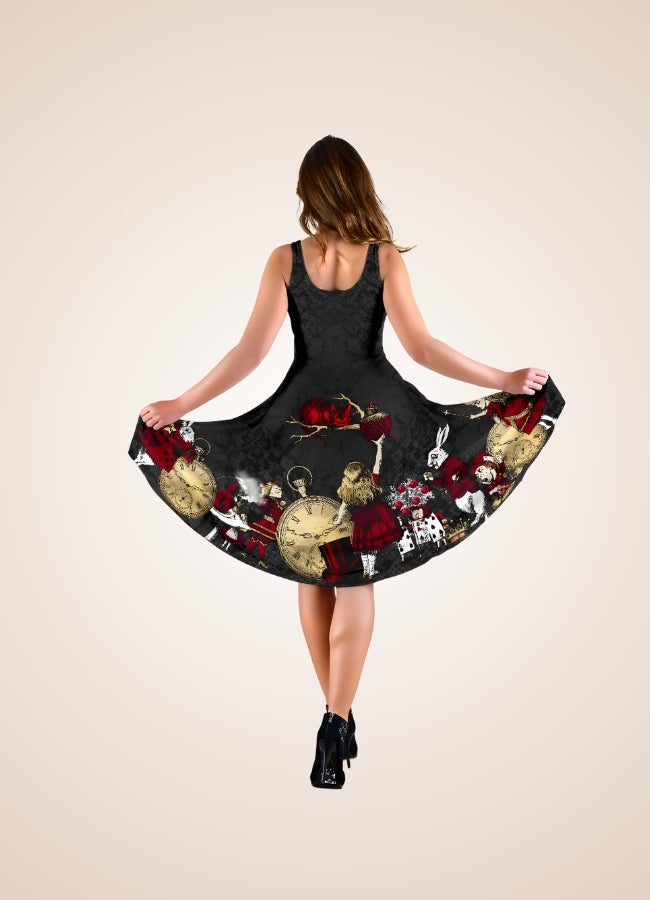 Gothic Steampunk Print Dress - Steampunk Australia