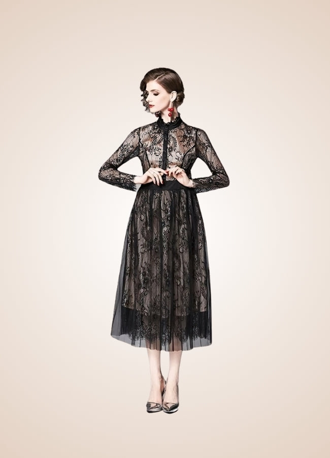 Steampunk Long Sleeve Lace Dress - Steampunk Australia